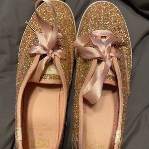 Kate Spade Rose gold glitter shoes
